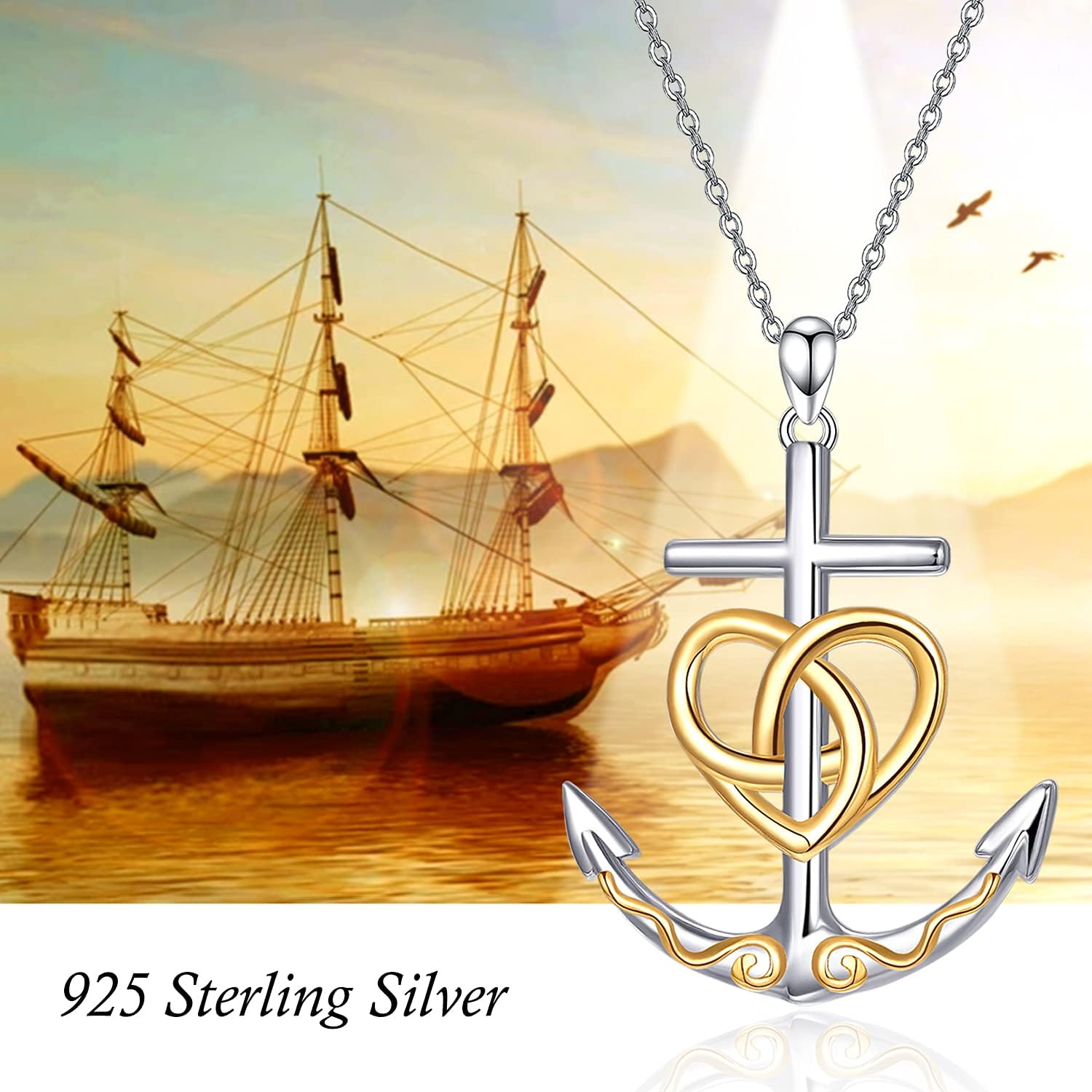Palpitate Anchor Necklace for Women 925 Sterling Silver Nautical Sea Jewelry Gifts for Women Sailor - Image 7