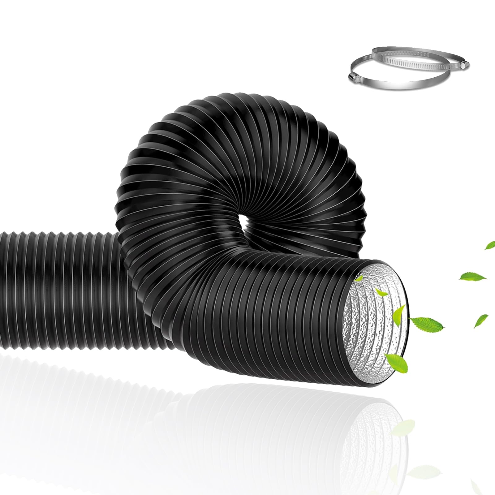 Tubo Aire Acondicionado Portatil, Flexible Manguera Ventilación 150 mm, 300 cm Manguera Escape Aluminio, PVC Conductos Ventilación para Extractores, Climatizadores, Secadoras, Campanas, Negro