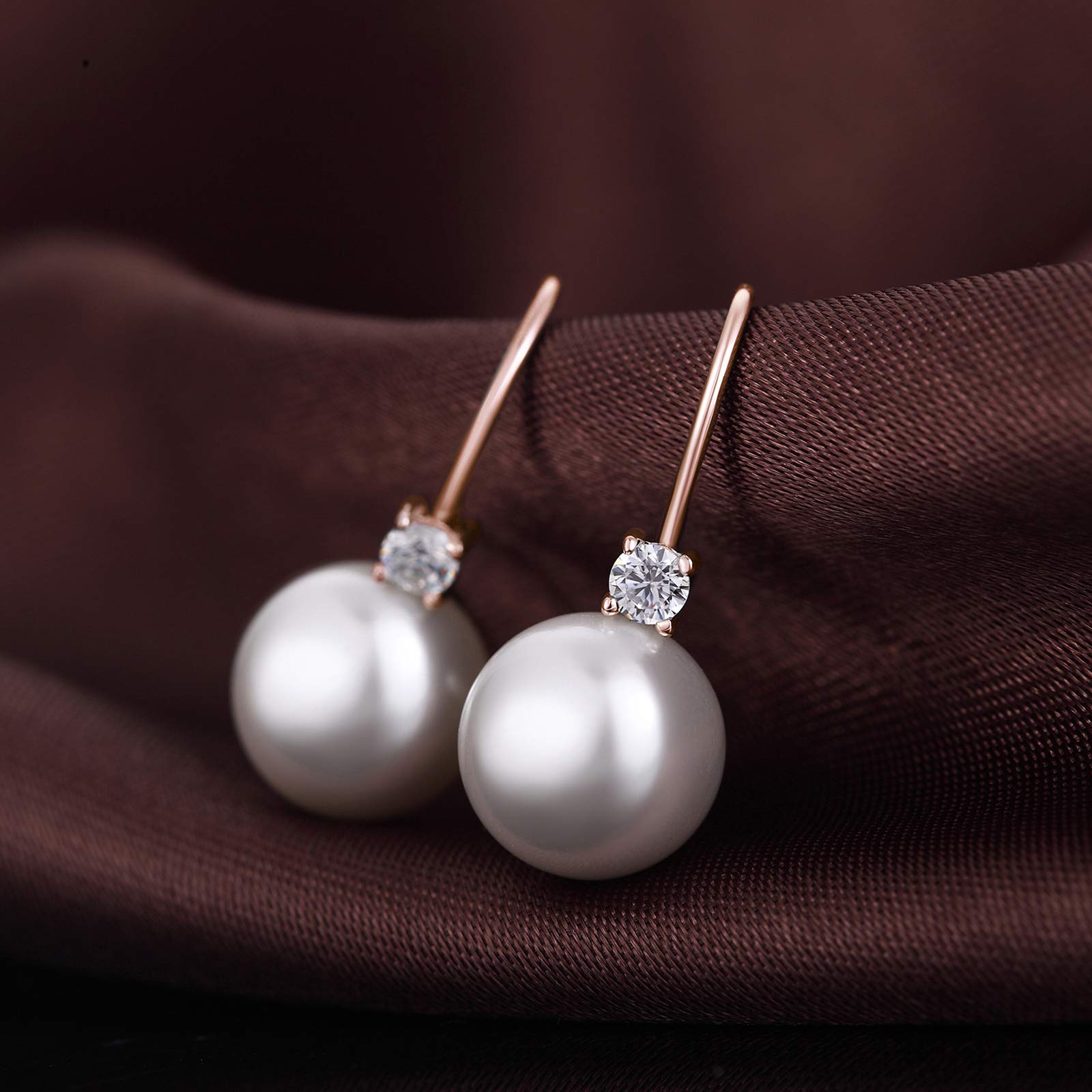 Jiahanzb Orecchini di Perle da Austria 10mm in Sterlina Argento 925 Anallergici Pendenti Orecchini i per Donna