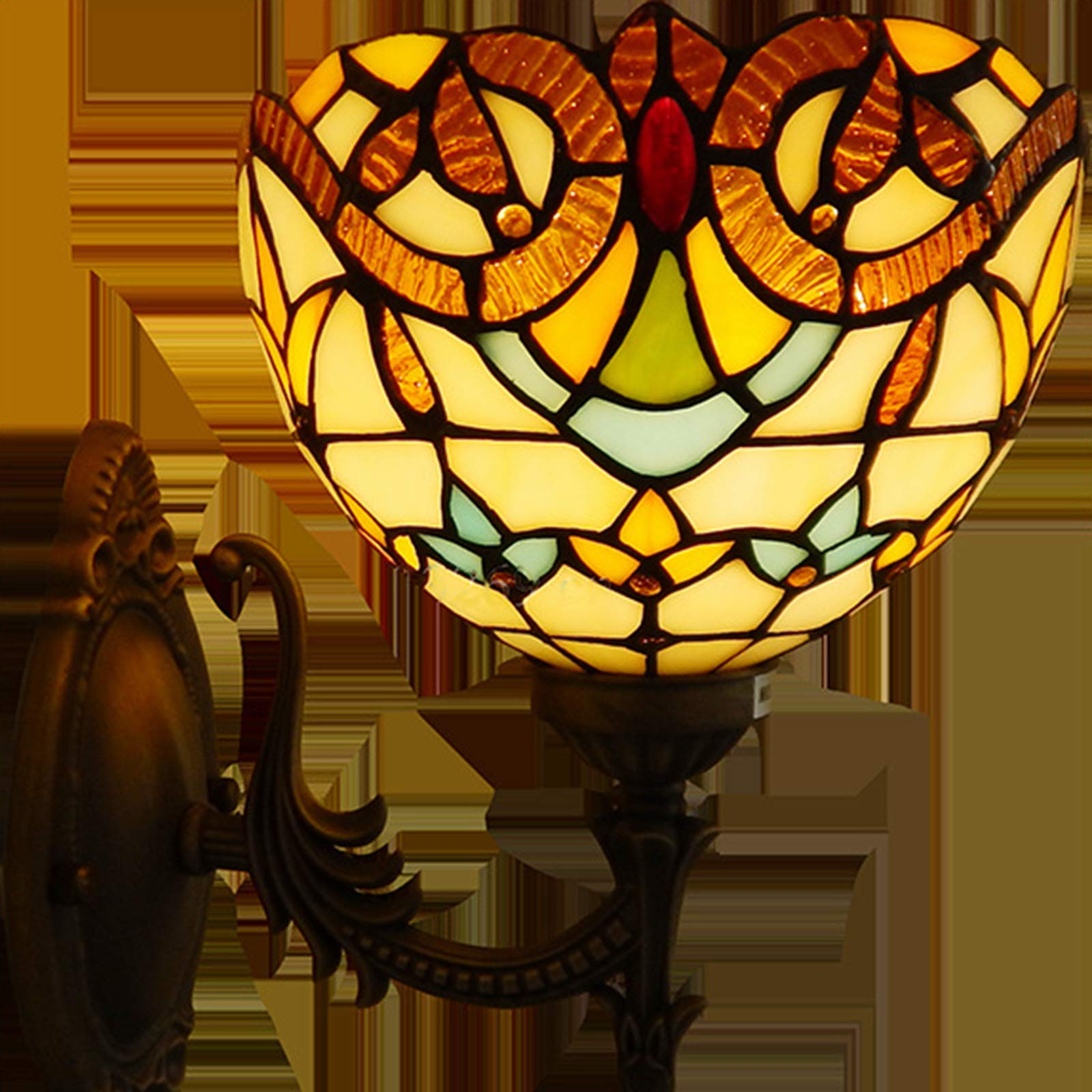 WXKAGF Kinkiety kryty salon w stylu retro witraż klosz kinkiet oprawa typu downlighter E27 oświetlenie wewnętrzne wystrój domu miękkie światło Loft balkon