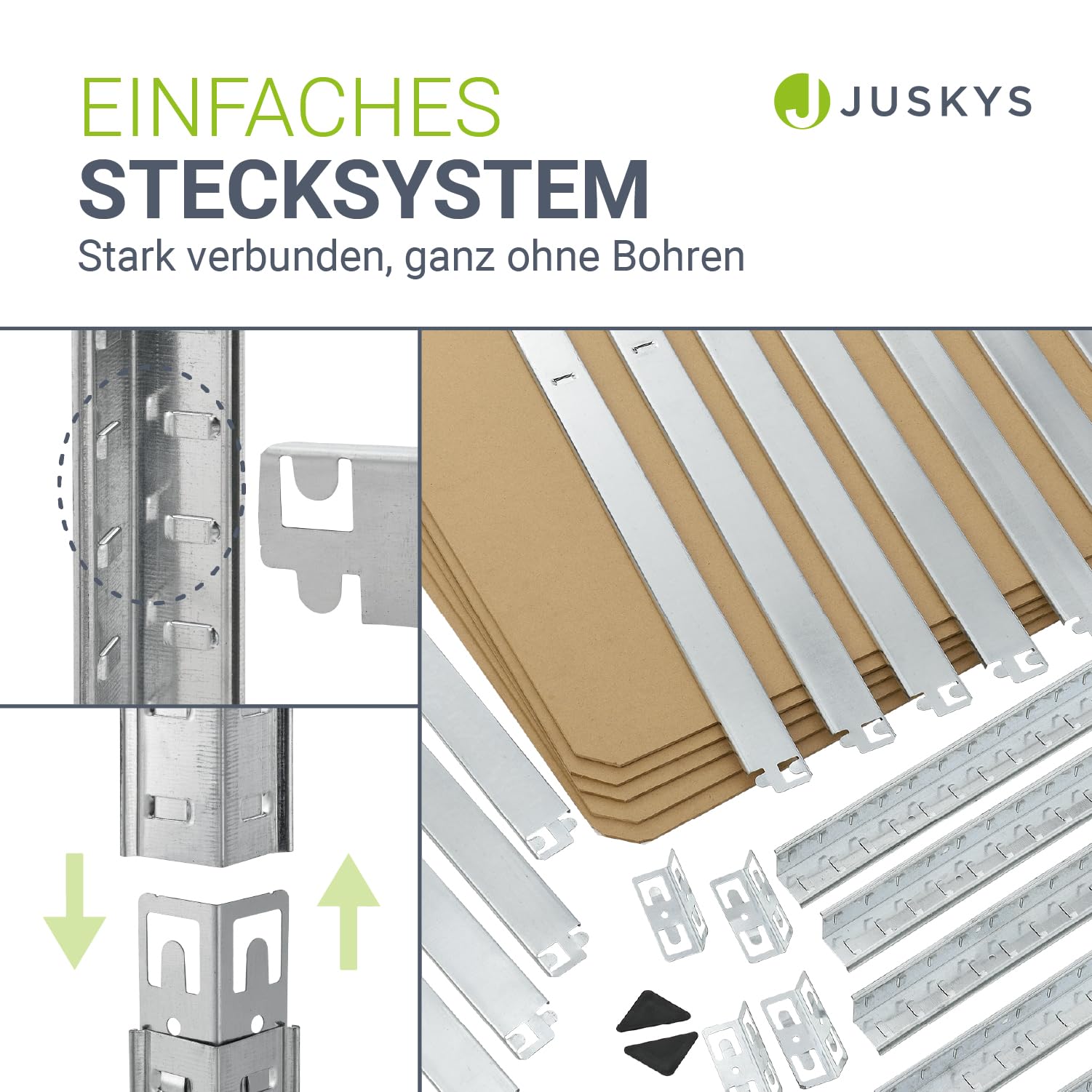 Juskys Set van 2 opbergrekken Basic, 2 stuks, 180 x 90 x 40 cm (h x b x d), 1750 kg, 10 planken, rek voor zware lasten, metalen kelderrek, rek, grijs