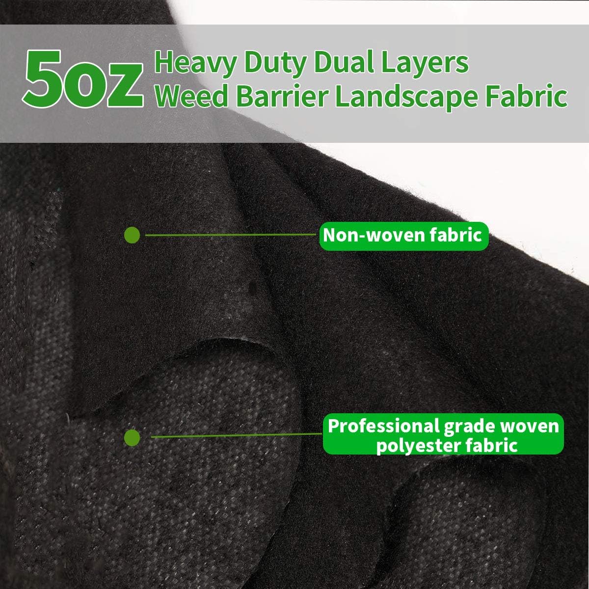 Weed Barrier Landscape Fabric 3ft X 50ft 5oz Pro Fabric Landscape Pro Covers Weeds Durable & Heavy-Duty Weed Block Gardening Mat, Eco-Friendly & Convenient Design