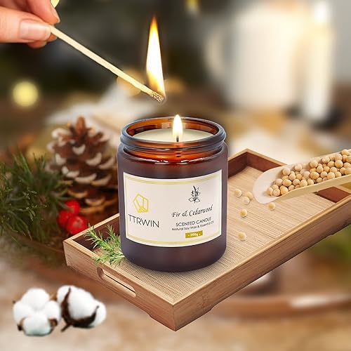 Miniatura 3 de TTRWIN Vela perfumada para el hogar, madera de abeto y cedro, 50 horas de larga duración, fragancia de madera, 7.05 oz de cera de soja natural,