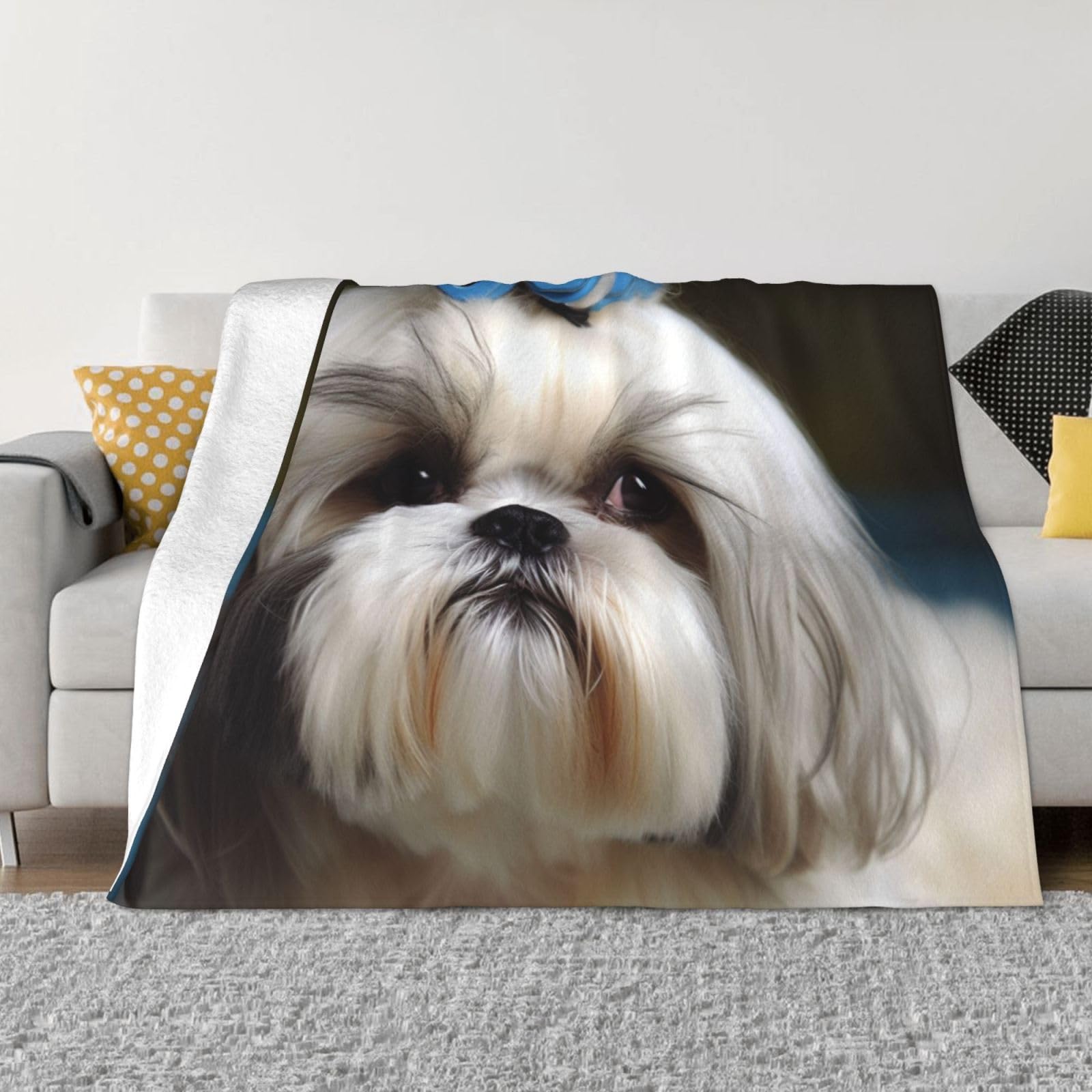 Couverture Shih Tzu douce pour voyage et soirées cocooning sur le canapé 127 x 101 cm