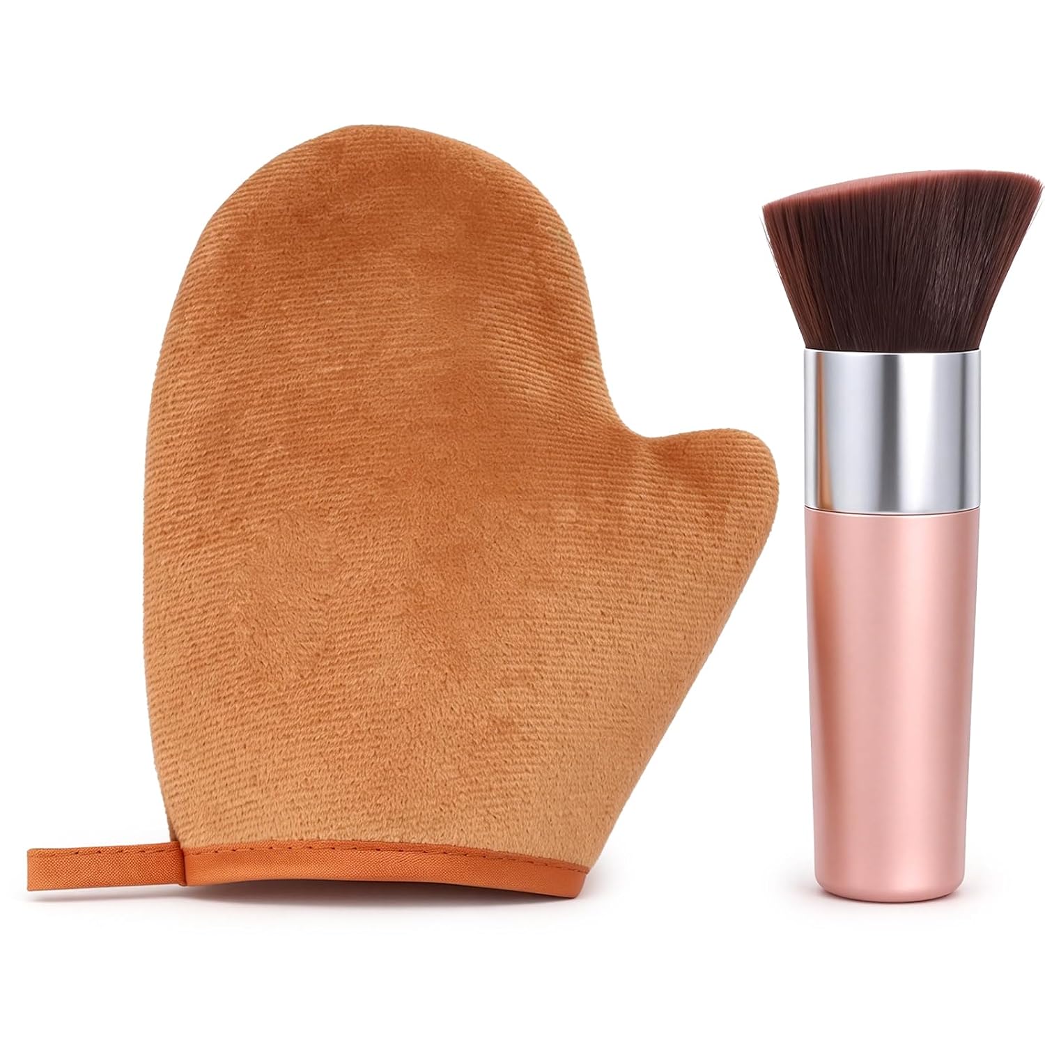 2 Pcs Self Tanner Mitt Tanning Mitt Set Face Tanner Brush | Soft Reusable Washable Self Tanning Mitt Glove, Self Tanner Mitt Applicator Kit, for Face and Body Hands Legs(Brown)