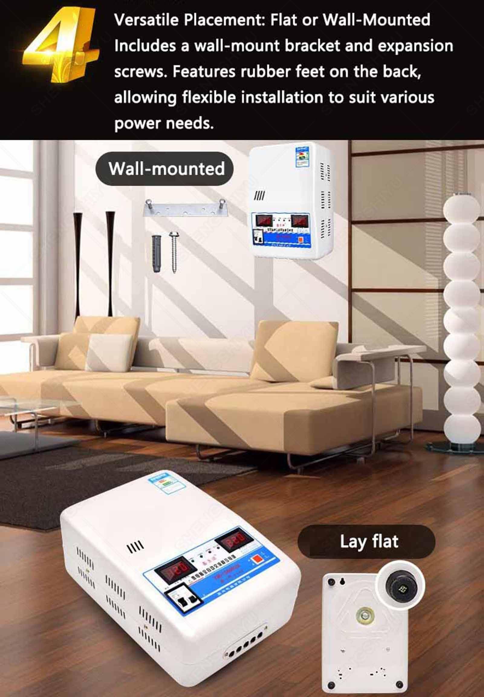 Estabilizador Voltaje Ultrabajo 220V,6800W/15000W/30000W,Estabilizador Voltaje Potencia Completamente Automático,Pantalla Voltaje Doble Pantalla Digital 15000W