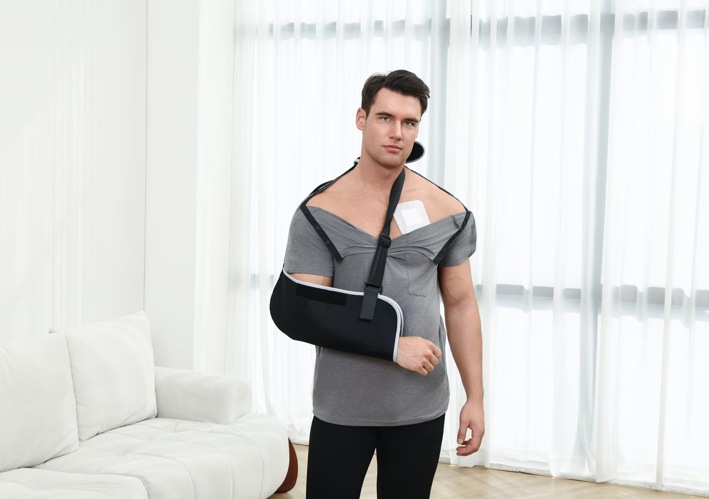 Landofgenie Camicie da uomo per chirurgia post-spalla con bottoni a pressione nascosti, strappare via le camicie per un facile accesso medico e recupero