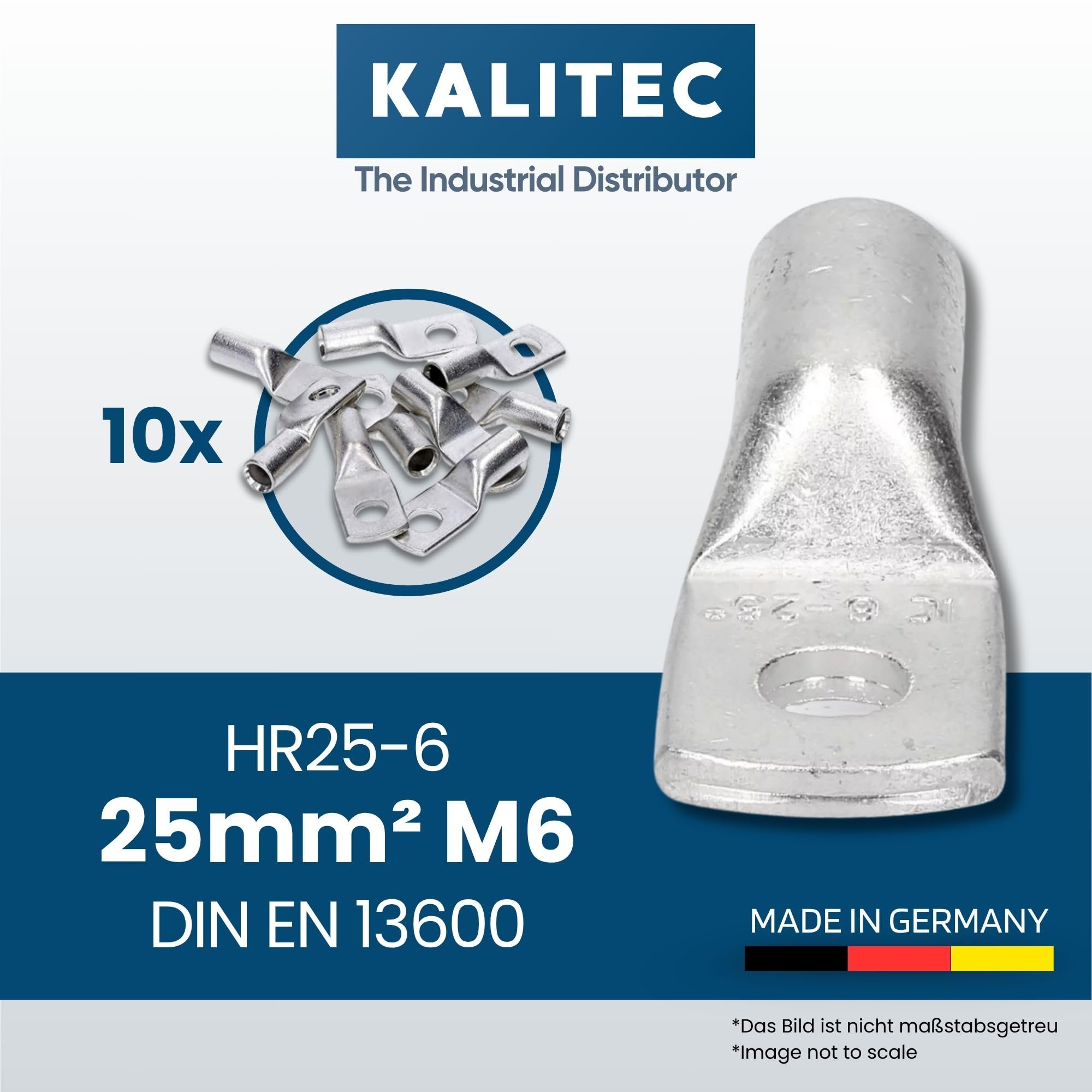 Capicorda Tubolari 25mm&sup2; M6 - Confezione Da 10 Pezzi Per Collegamenti Elettrici