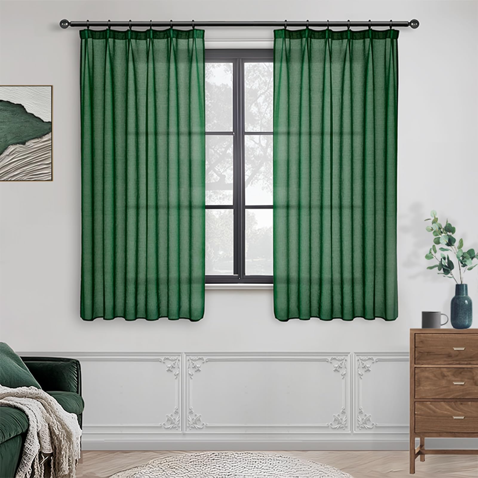 MRTREES Gardinen mit Kräuselband Stores Gardinen Weiß kurz transparent