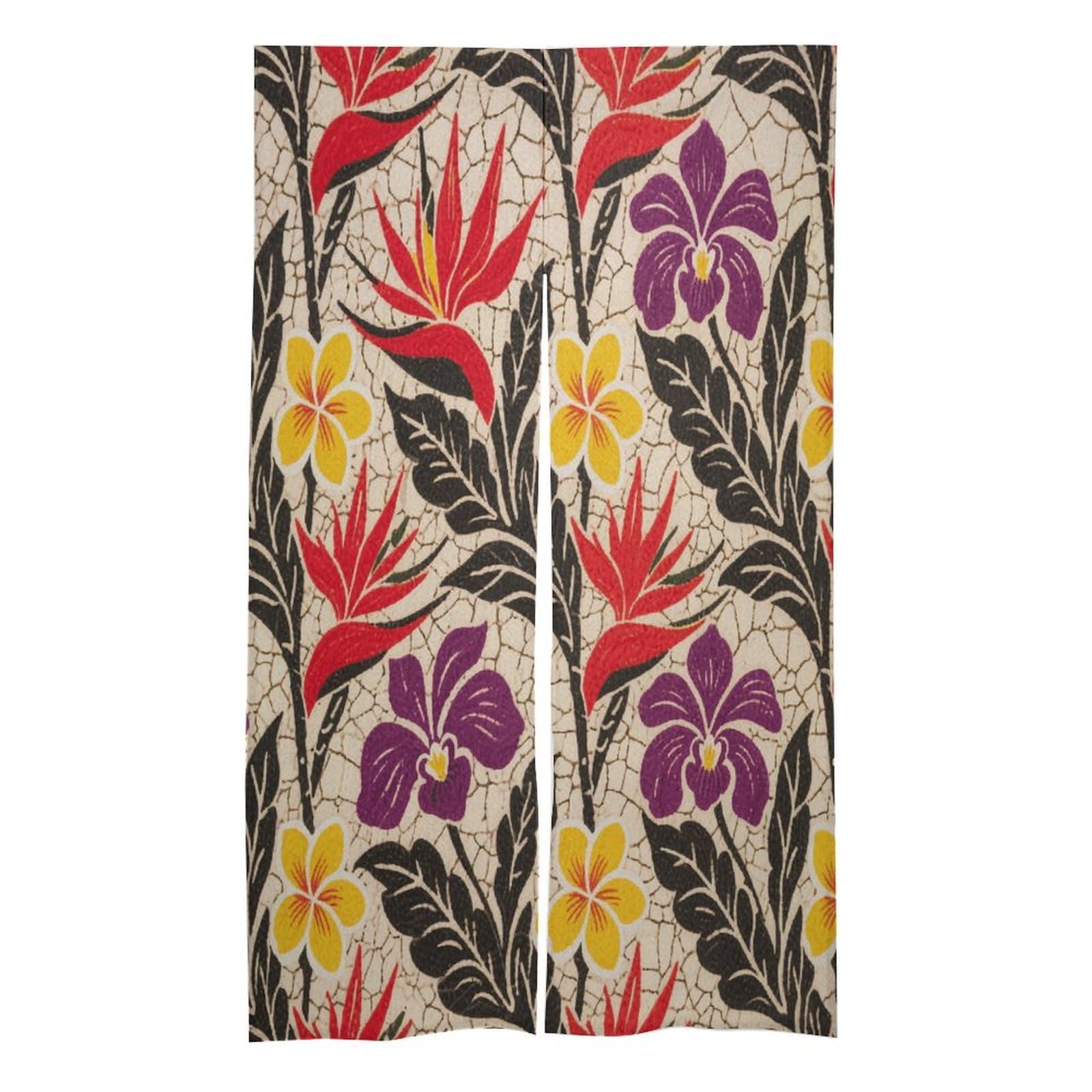 VstaDank Tropical Flower Noren Doorway Curtain Printed Window Treatment Door Tapestry Chinese Traditional Doorway Curtain Long Type Door Tapestry for Home Decoration