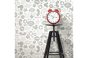 RoomMates Disney Mickey Mouse Icons Silver Peel & Stick Wallpaper