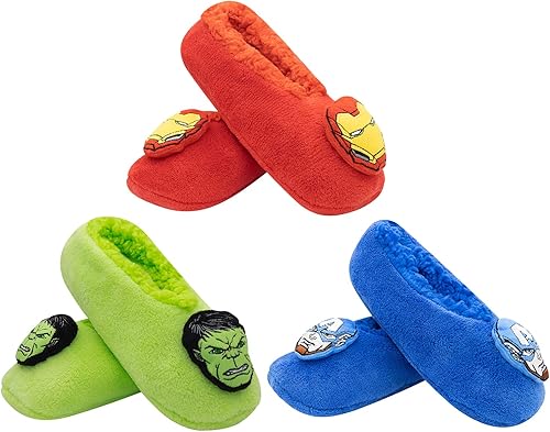 Marvel Calcetines y pantuflas para niños con Spiderman, Capitán América, Iron Man y Vengadores, paquete de 2 y 3 unidades, pantuflas para niños