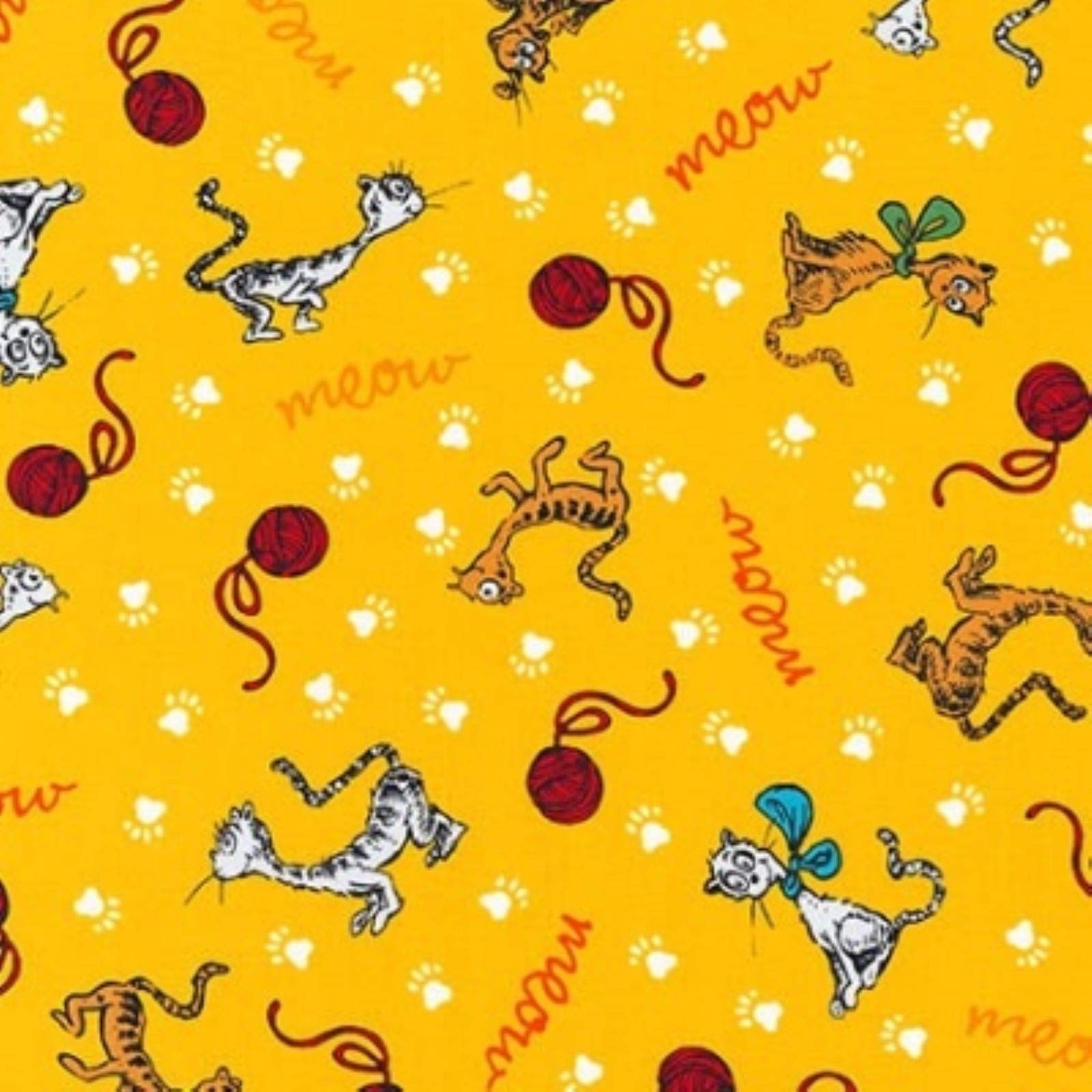 Robert Kaufman What Pet Should I Get? by Dr. Seuss Enterprises ADE 16494 5 Yellow Cat Toss BTY