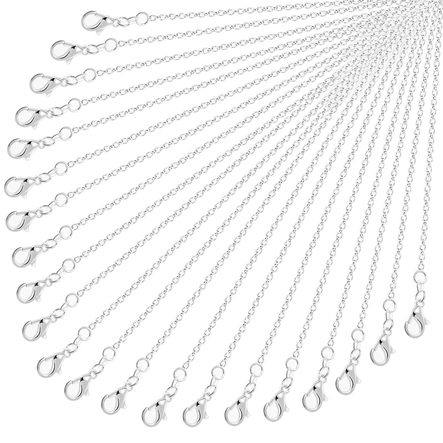 Necklace Chain Bulk, Cridoz 36 Pack Jewelry Chain Silver Plated Necklace Chains for Jewelry Making, 1.2 mm (24 Inches) Necklace Chain Bulk, Cridoz 36 Pack Jewelry Chain Silver Plated Necklace Chains for Jewelry Making, 1.2 mm (24 Inches)