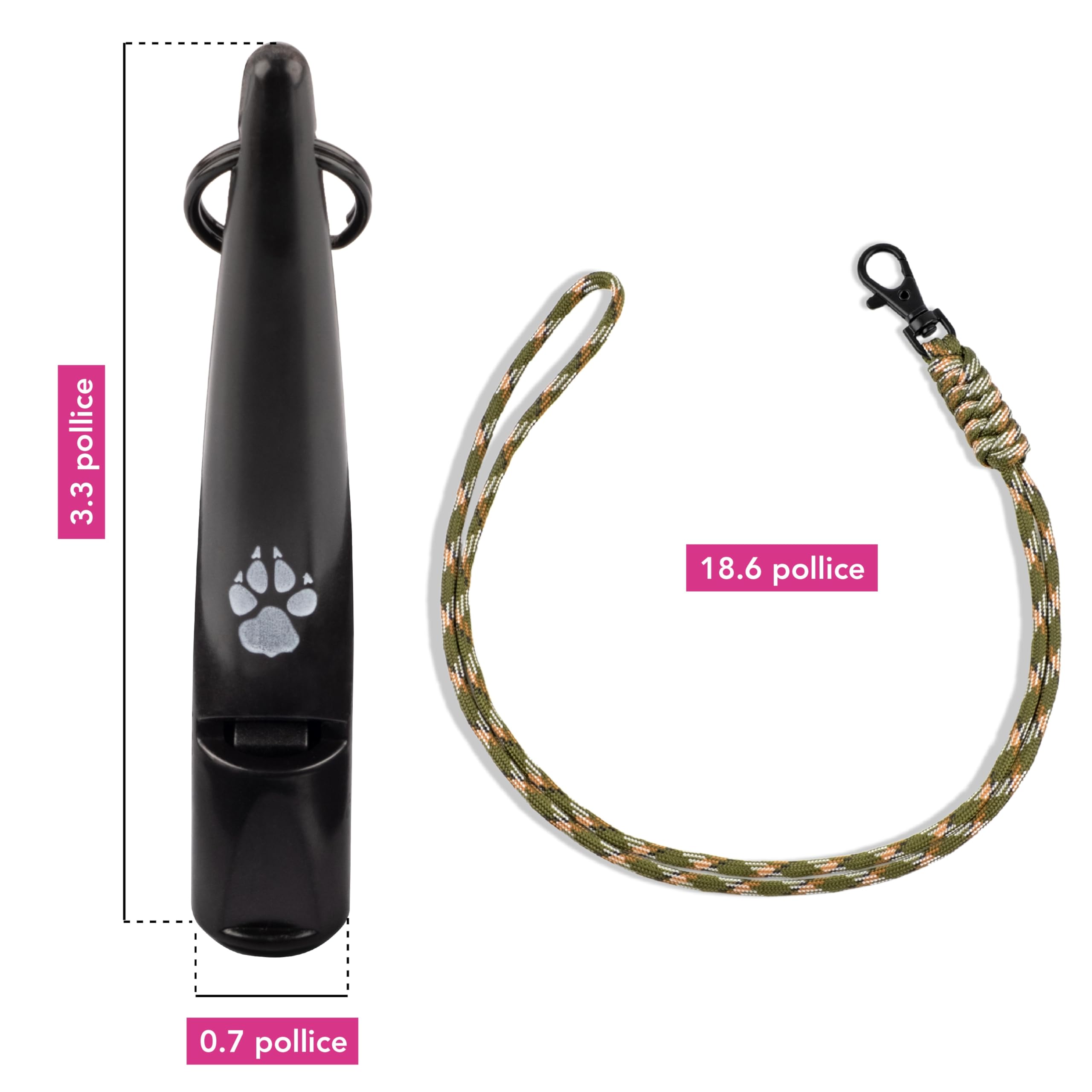 TDL Fischietto per Cani con Cordino – Strumento a Lunga Distanza per Il Richiamo e l’Obbedienza dei Cuccioli – Fischietto da Viaggio con Suono Forte per Tutte Le Razze – Nero con Corda Verde Militare