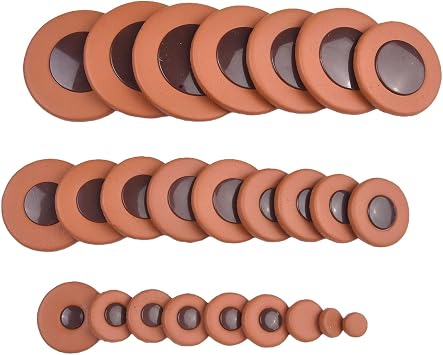 25PCS Alto Sax Pad Kit, Professional Brown 8.5mm to 46mm 14 Size Sax Leather Pads, Saxophone Replacement Parts for Tenor Saxophone Old Part Replacement