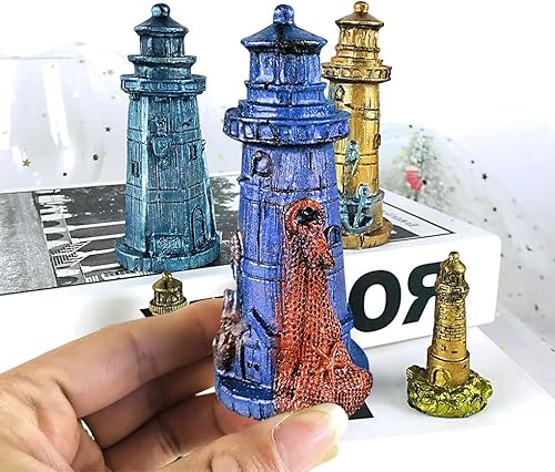 Miniatura 7 de FineInno Molde de resina de faro 3D, molde de silicona para velas de torre, molde de fundición epoxi náutica para bricolaje, pastel, fondant, jabón,