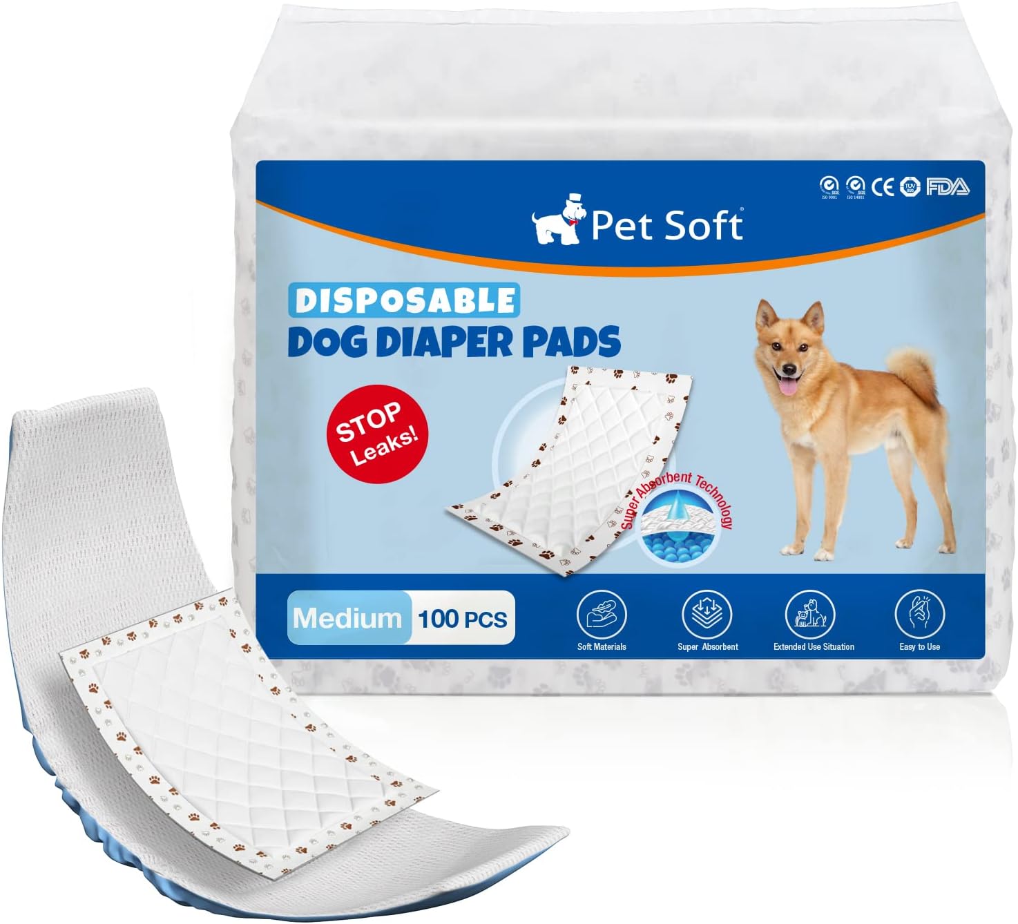 Pet Soft Disposable Dog Diaper Liners Booster Pads Fit for Most Washable Dog