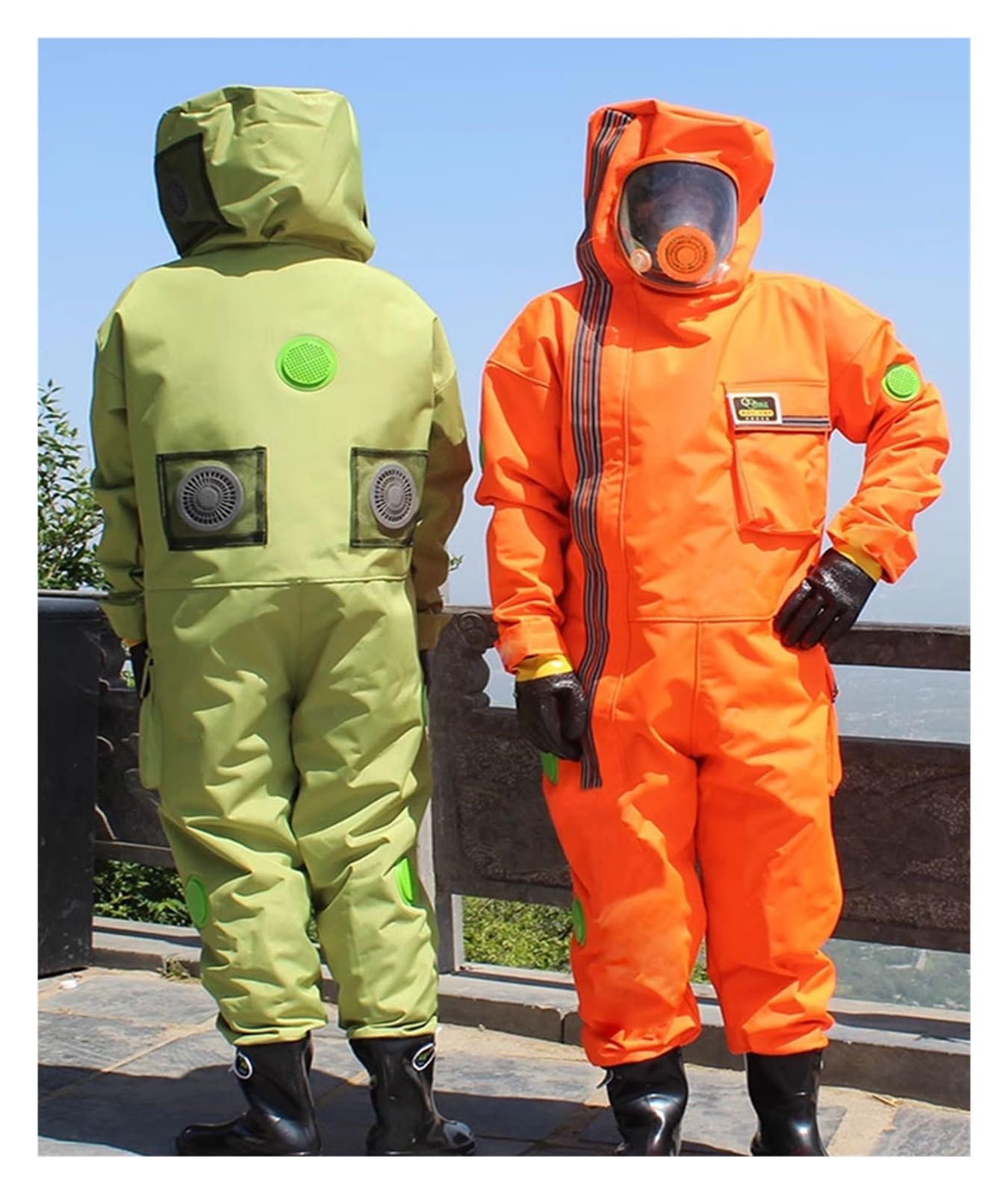 Imkeranzug, Wespenkleidung, Anti-Bienen-Verdickung, kompletter Satz atmungsaktiver, fannder Bienen, Anti-Hornissen-Anzug mit Ventilator, Imker-Ausrüstung, Werkzeug Imkereibedarf(Green,12V fan XXL)