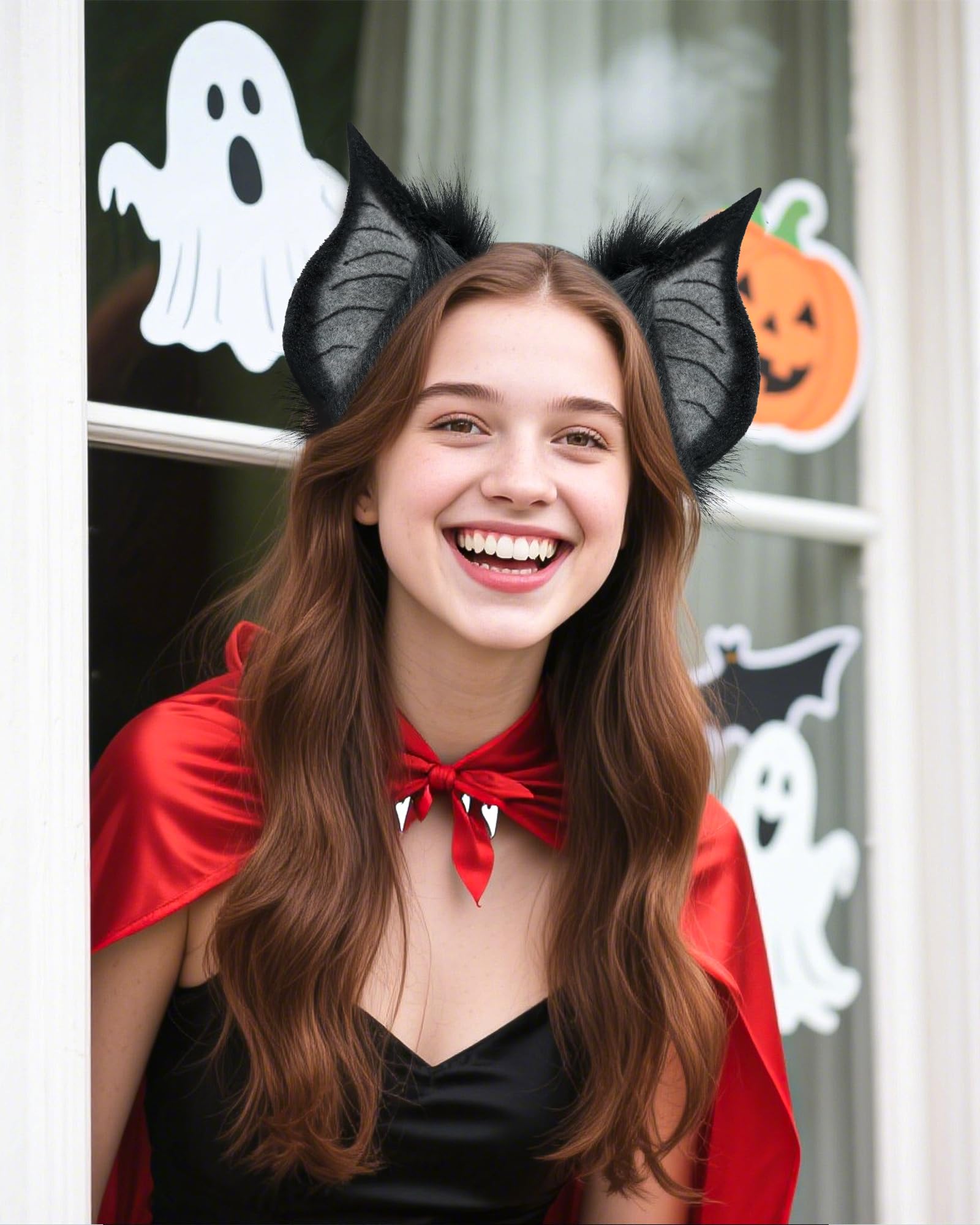 BNLIDES Handmade Bat Beast Ears Headband Adult Cosplay Costume Accessories for Halloween, Anime Con, Stage Performance: Black Grey