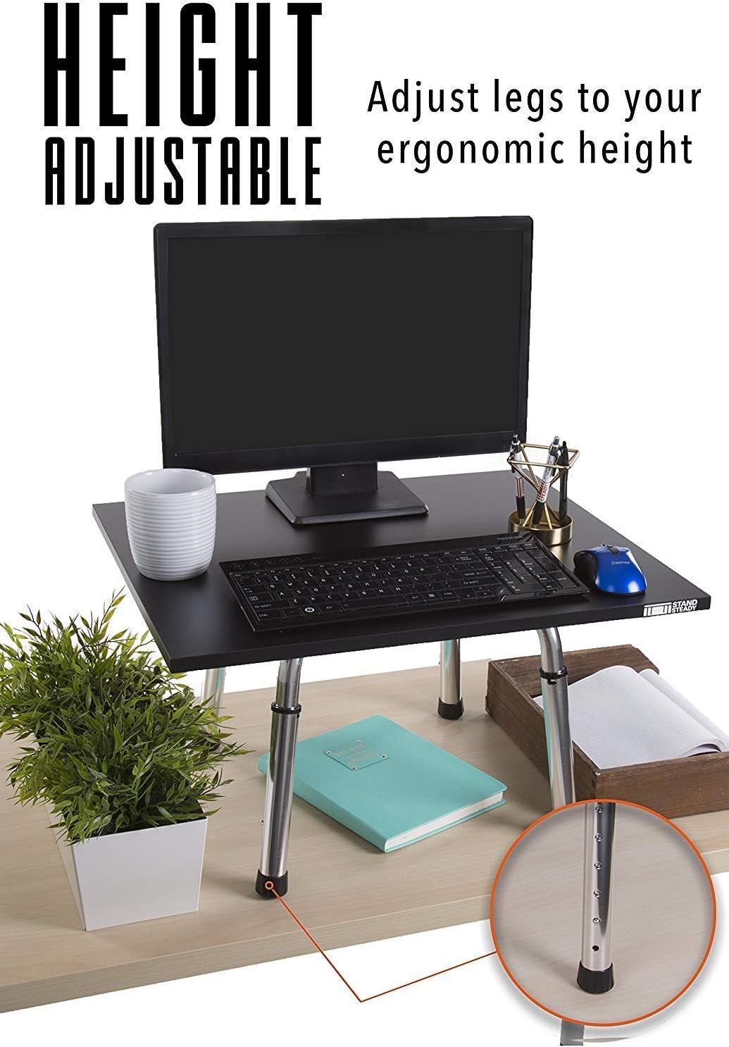Stand Steady Executive Standing Desk - Large Surface (31.5 in x 22 in) - New Taller Model with Non-Skid Feet (Original - Medium)
