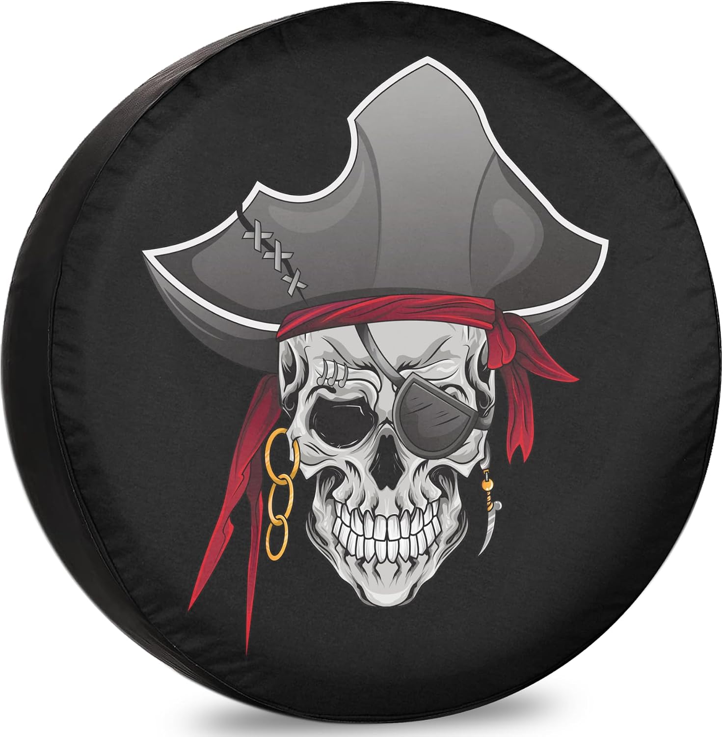RV Tire Cover Captain Pirates Skull Dust-Proof Weatherproof Universal Fit for Trailer RV SUV Truck Camper Travel Trailer Wheel 12" 13" 14" 15" 16" 17 Inch