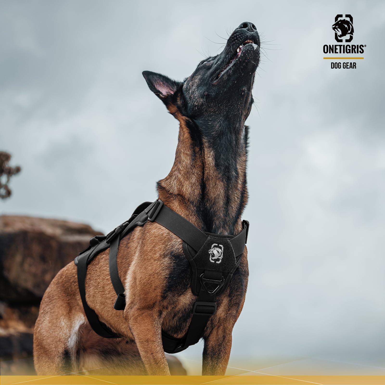 OneTigris Arnés para perros, T-Bone táctico con 2 asas, a prueba de fugas, arnés ajustable para perros, caza, senderismo, entrenamiento, paseo, actividades al aire libre (negro, XL)