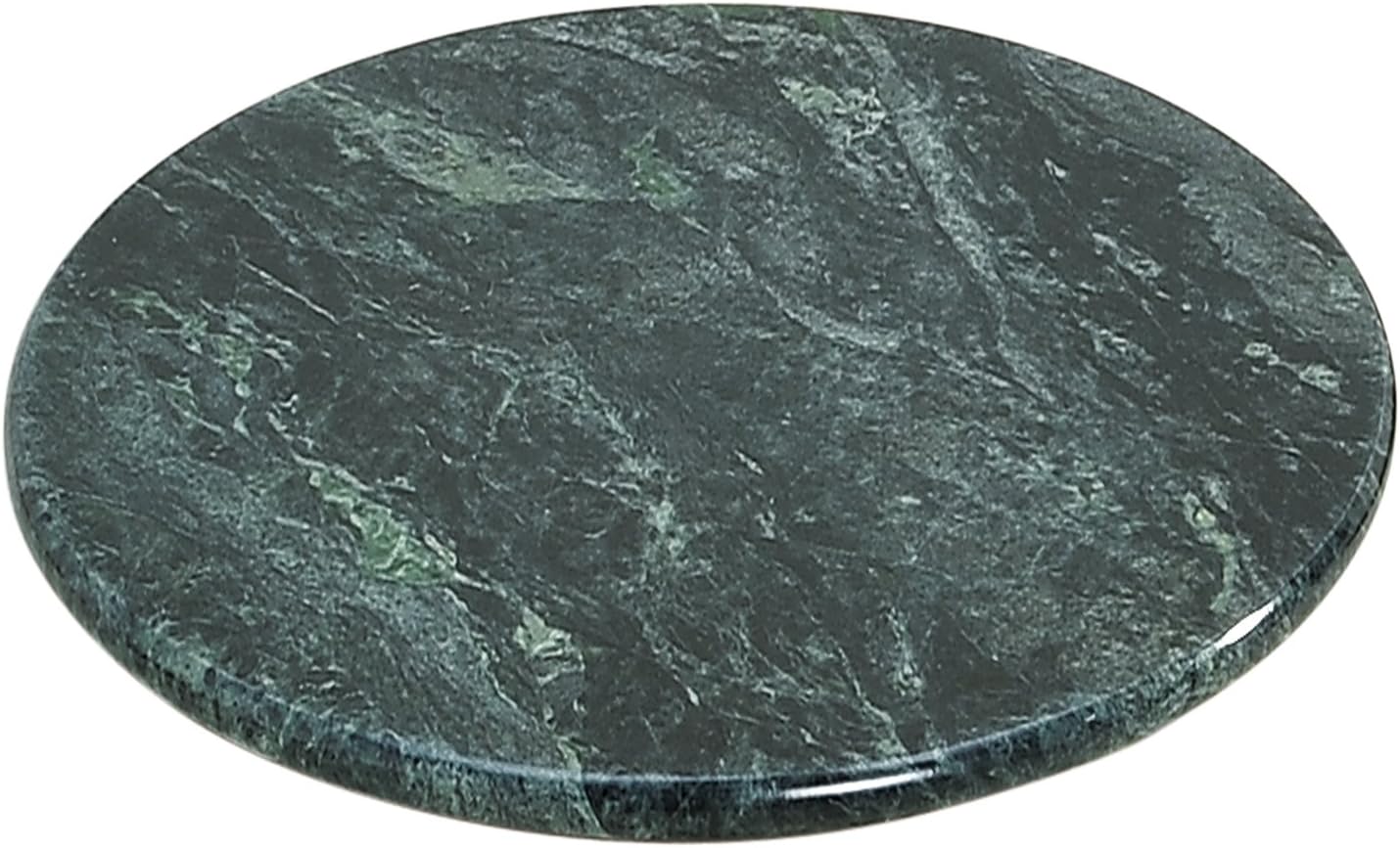 Creative Home Natural Green Marble Lazy Susan Turntable Rotating Display Serving Board, 12" Diam.x 1" H, Green