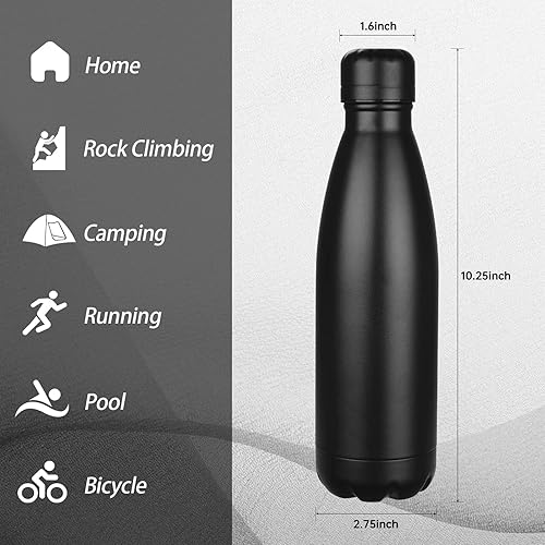 Miniatura 5 de OWS - Botellas de agua aisladas de 17 onzas a granel, paquete de 124, botellas de agua deportivas de metal, botella de doble pared al vacío sin BPA