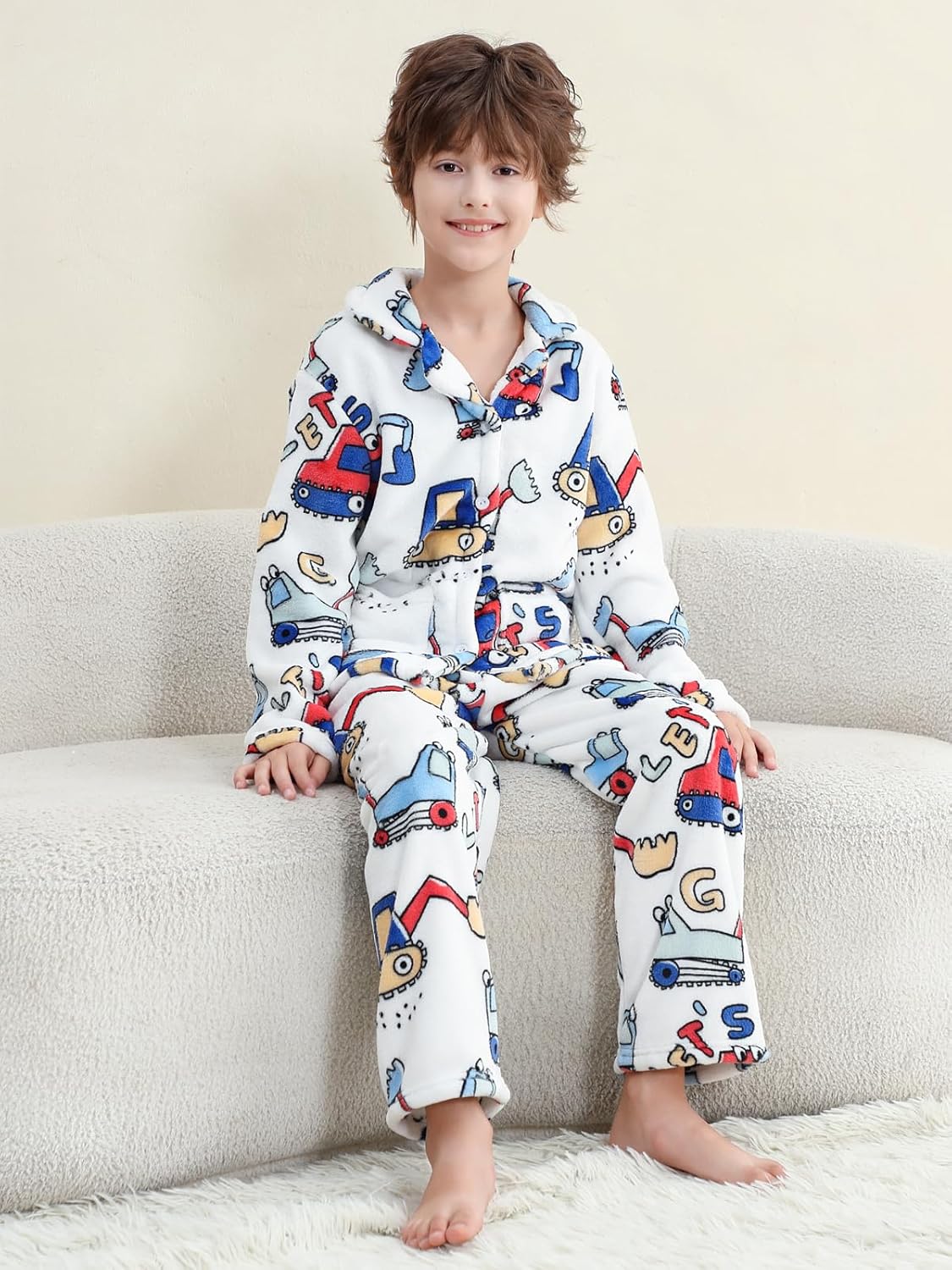 Umeyda Boys Fleece Pajamas Set Flannel Fuzzy 2 Piece Outfits Pants Sets - Image 5