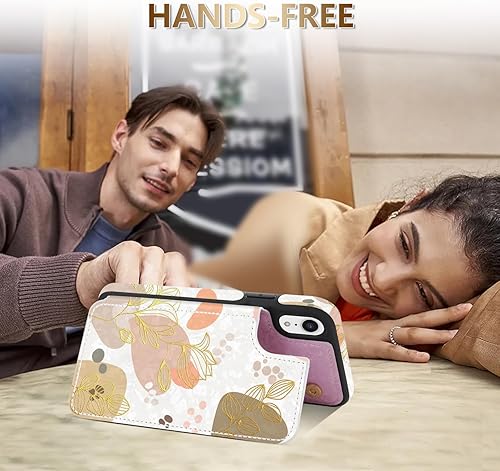 Miniatura 5 de NNH Funda tipo cartera compatible con iPhone XR con bloqueo RFID, ranuras para tarjetas, folio de piel sintética, función atril, doble cierre