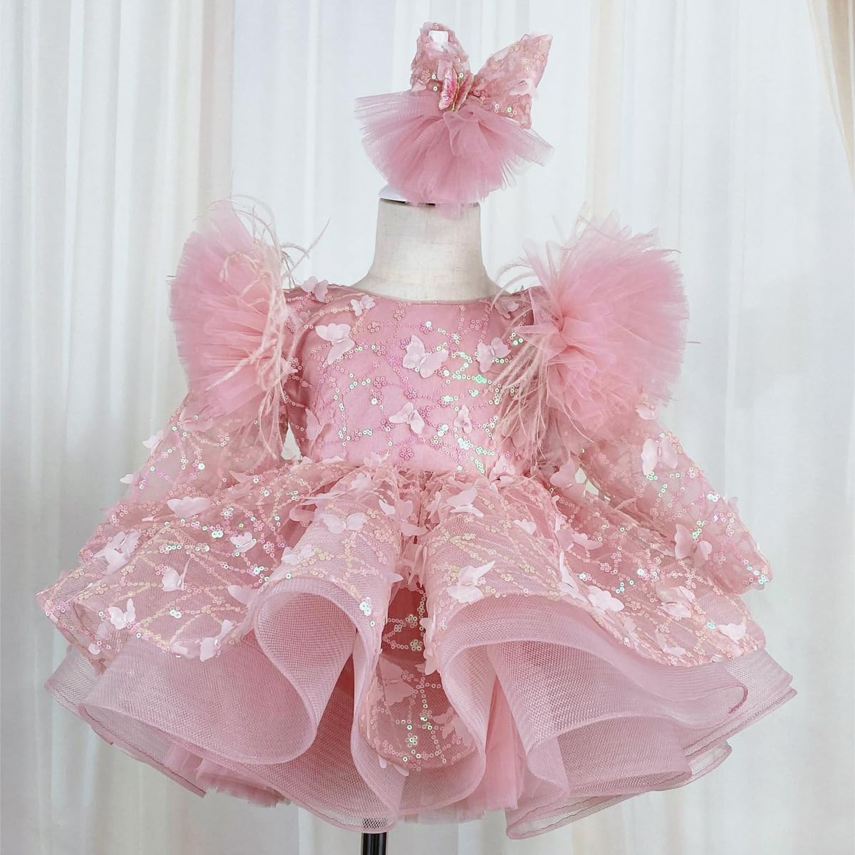 KLFFLGID Baby Girl Pageant Dress Up Flower Gir DressButterly Sequins for Toddler Girs Special Occasion Dresses - Image 2