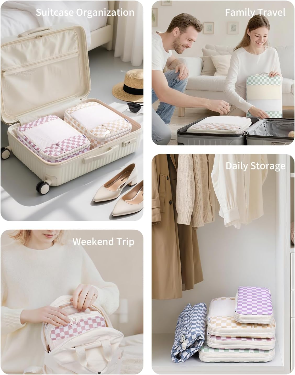 Narwey 6 Set/5 Set Compression Packing Cubes for Travel Kids Women Carry on, Packing Organizers Bag for Backpack Luggage Suitcase Duffle Bags - Image 7