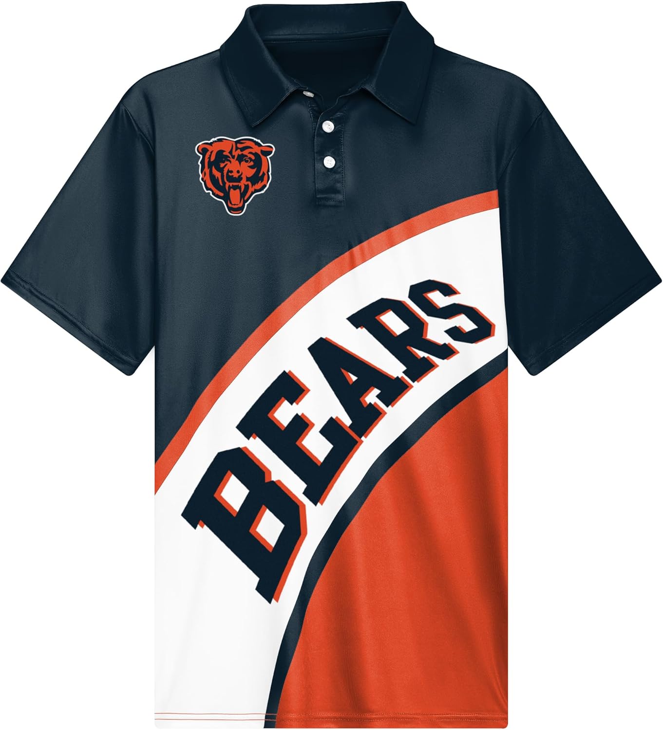 FOCO NFL Exclusive Action Curved Polyester Polo Shirt with Official Team Graphics, Moisture-Wicking Fabric, Athletic Fit