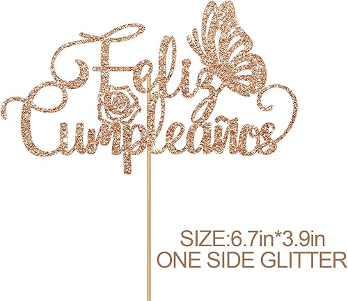 Miniatura 2 de Decoración de pastel de feliz cumpleaños español marrón para decoración de fiesta de cumpleaños, decoración de pastel de mariposa de feliz