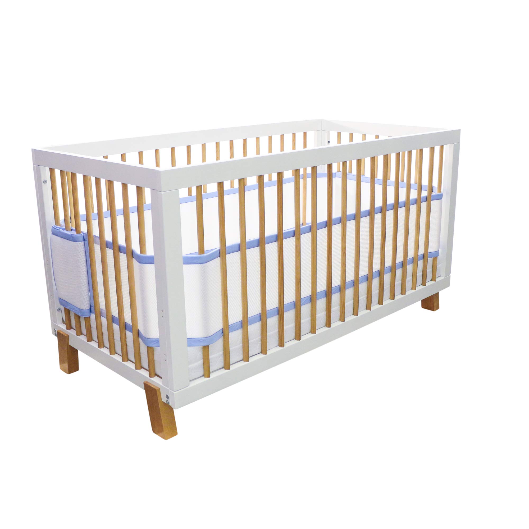 Lot de 4 tours de lit respirants - Double couche de rembourrage - Sans risque d'enchevêtrement - Conformes aux normes de sécurité - Mailles tridimensionnelles pour permettre à l'air de circuler