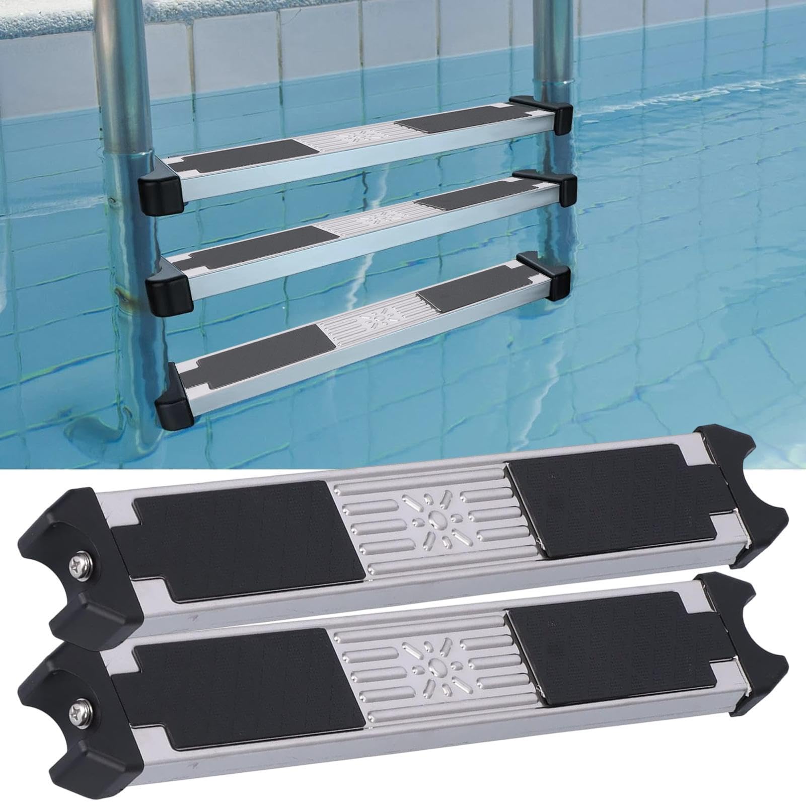 Escalones de repuesto para escaleras de piscina: acero inoxidable, diseño resistente, textura antideslizante, construcción resistente a la oxidación, estructura fuerte | Accesorio de aguas termales pa
