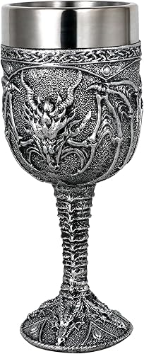 Miniatura 6 de alikiki Copa medieval de vino de dragón rugiente – 7 onzas, copa de cáliz de dragón de fantasía, ideal novedad gótica para el día del padre, idea de