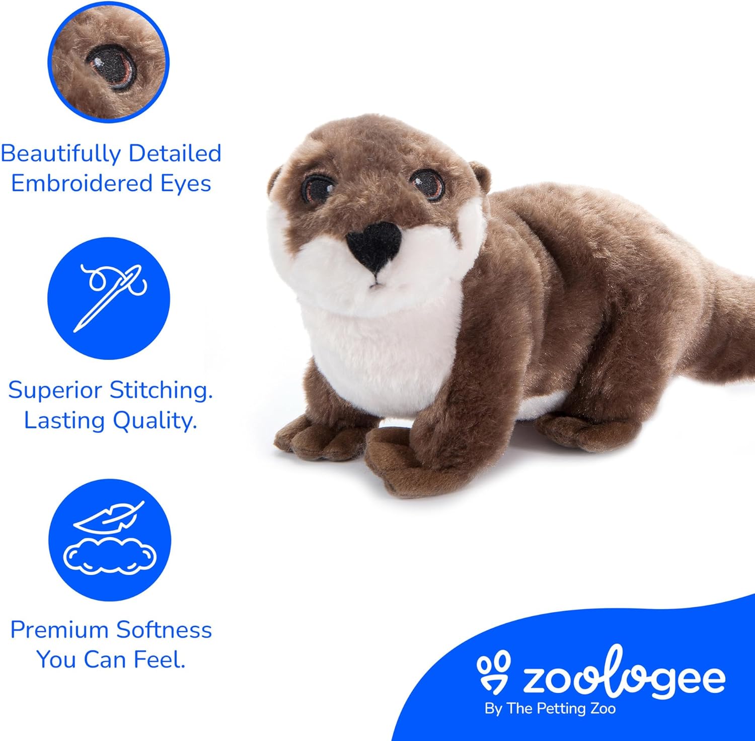 The Petting Zoo River Otter Stuffed Animal Plushie, Gifts for Kids, Earth Keeperz Wildlife Animals, Zoologee Brown River Otter Plush Toy, 17 inches