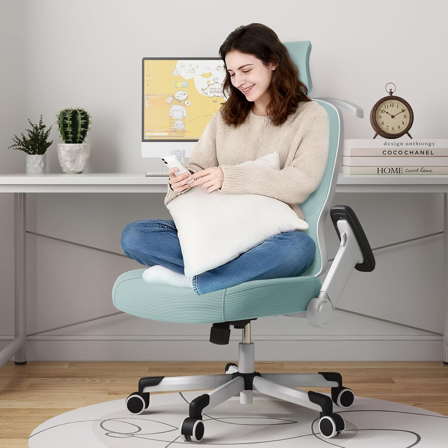 Ergonomic Office Chair Big Tall Reclining Gaming Chair Adjustable Lumbar Support 6D Armrest 6D Headrest Breathable Mesh Swivel Computer Chairs Home Task Desk Chair Wheels Coat Hanger Tilt Lock Blue image 3