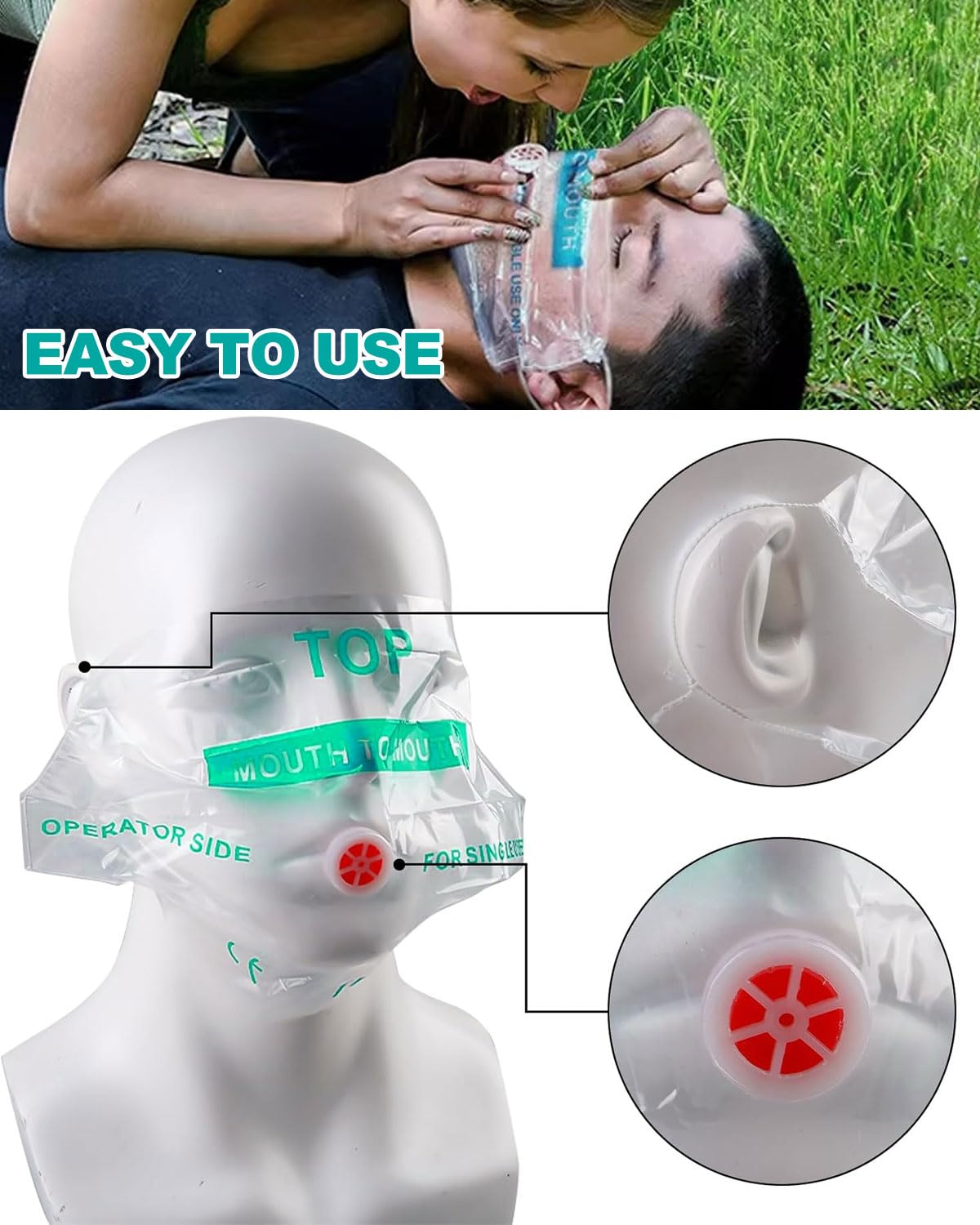 5 Pcs Pocket Mask Primo Soccorso Face Mask Maschere Cpr Con Anello Portachiavi Con Barriera Di Respirazione A Valvola A Senso Unico Maschere Respiratore Cpr Face Shield