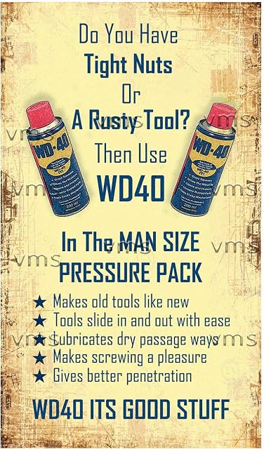 Vintage Metal Sign WD40 RUSTY NUTS 8X14 inch Home Decor Inside Outside Bar Kitchen Pub Decorative Plaques