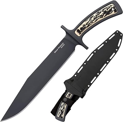 COLD STEEL DROP FORGED 9.5" BOWIE / 14-1/8" OVERALL / 5MM THICK / 14-5/8" FAUX STAG HANDLE/SHEATH