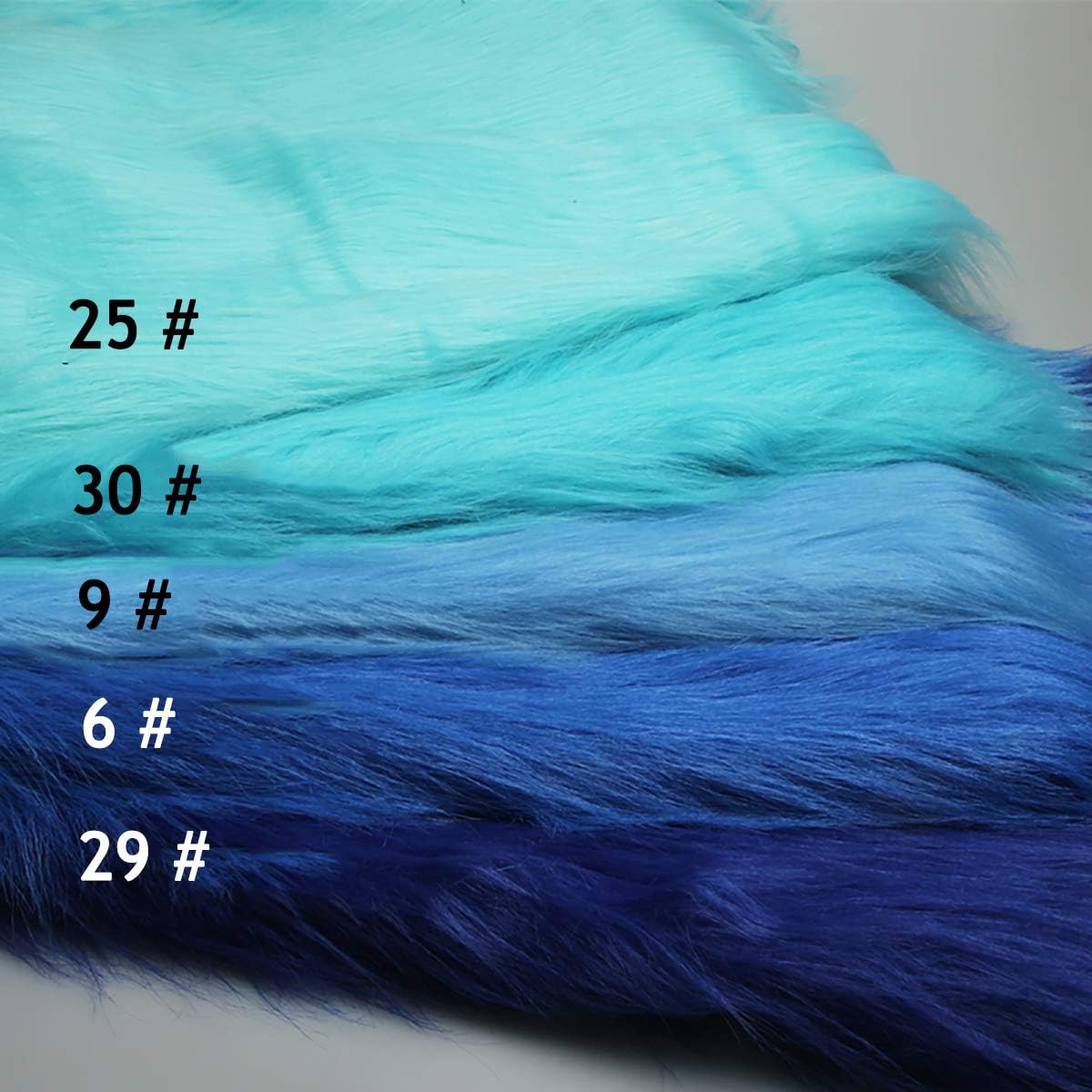 Faux Fur Fabric Long Pile 12cm Blue Fake Fur Fabric 50x170cm for DIY Craft Supply Photo Prop Backdrop Costumes Rugs Fursuit(25 Baby Blue)