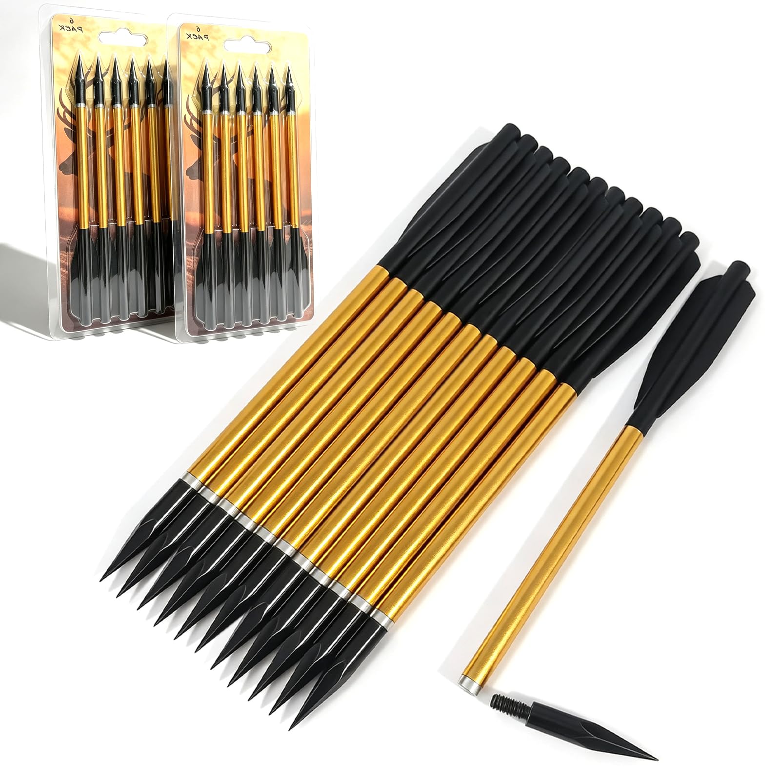biubiusot Crossbow Bolts Arrows Aluminium 6.7" for 50-80lbs Pistol Archery Shooting Hunting 12pcs (yellow-B)