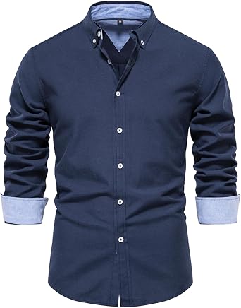 Men's Shirt Long Sleeve Casual Shirt Cotton Business Shirt Button Down Summer Shirts Casual Linen Shirt Regular Fit Easy Iron Tops Men Shirts Beach Shirt Summer Shirt