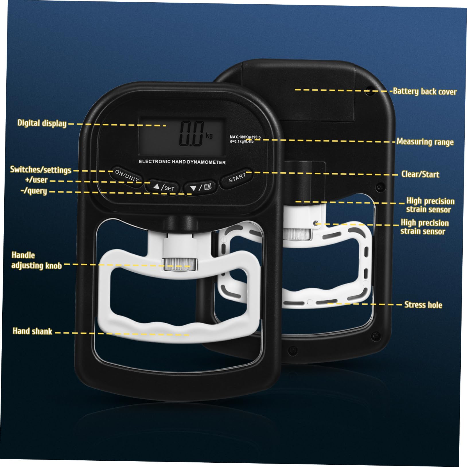 Tester Di Della Mano Digitale Ricaricabile Dinamometro Per Misurazione Della Di Grip Per Allenamento Riabilitazione e Fitness Design Ergonomico e Facile Da Usare