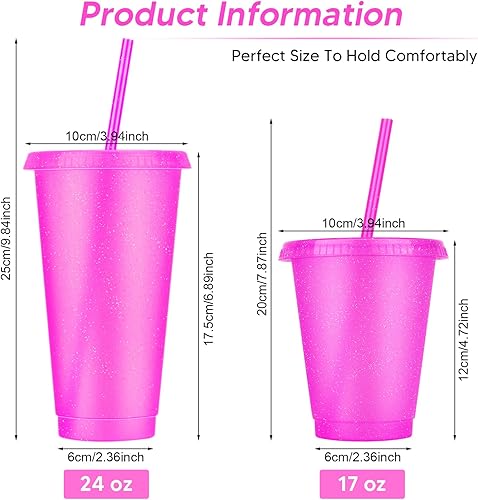 Miniatura 2 de Paquete de 15 vasos de plástico con tapas y pajilla, paquete de 10 vasos reutilizables con tapas y popote para adultos (24 onzas) y paquete de 5