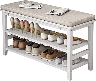 Stabilny Stołek do Przewijania Butów Stojak na buty ławka wejściowa z butów organizator zdejmowany wyściełana ławka poduszki do siedzenia Prezenty do Domu (Color : Warm white, Size : 80x30x49cm)