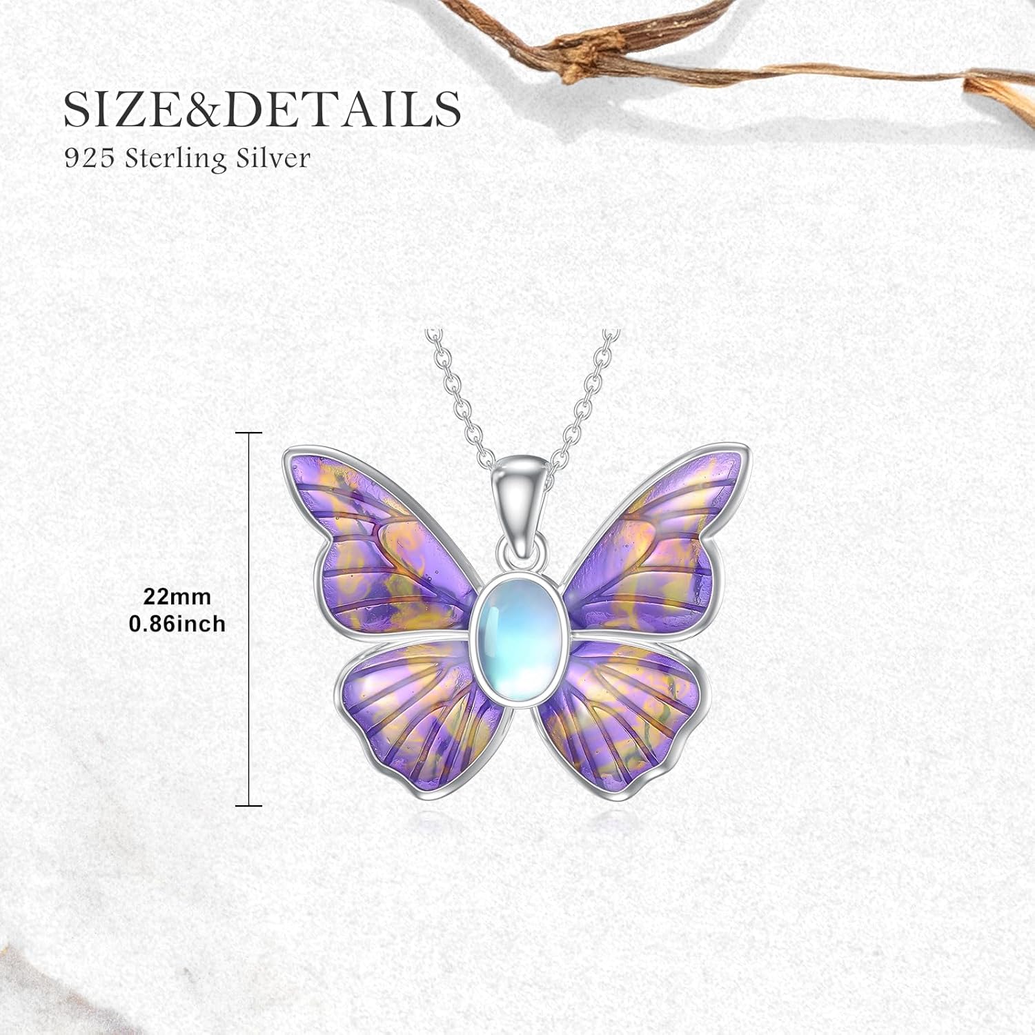 Butterfly Necklace for Women 925 Sterling Silver Moonstone Purple Butterfly Pendant Ladies Jewelry Gifts - Image 5